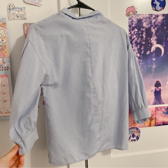 VINTAGE / THRIFTED 🌸 Cottagecore denim button up w/ yellow flower patchwork - Picture 3 of 4